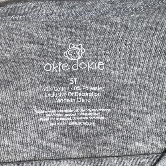 Okie Dokie Gray Top 5T Red Glitter T-shirt EUC Girls - Picture 5 of 7